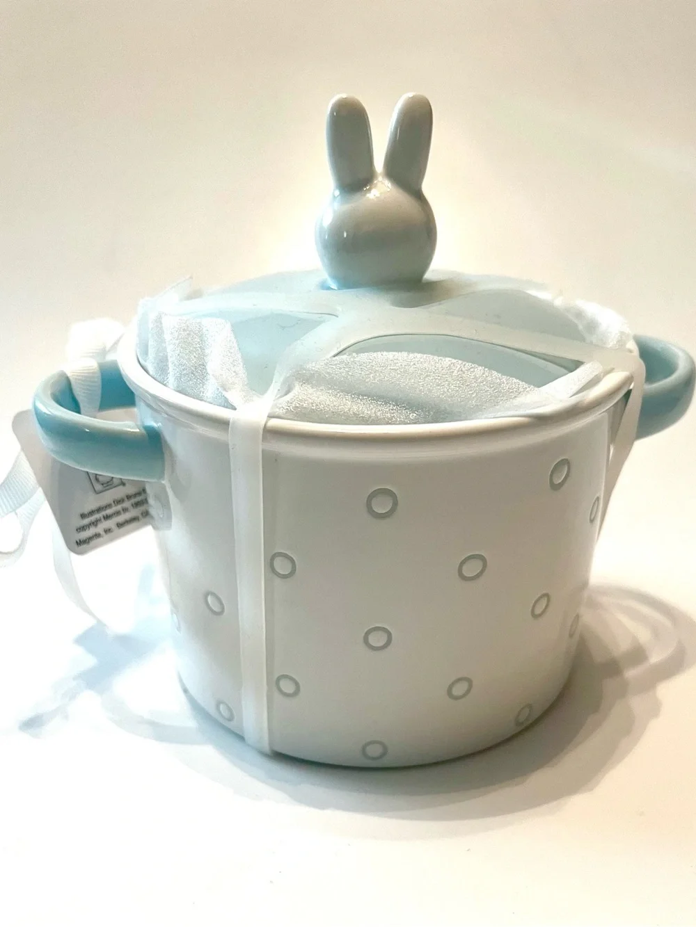 NWT Miffy by Magneta Ceramic Lidded Mini Baking Dish Light Blue and White